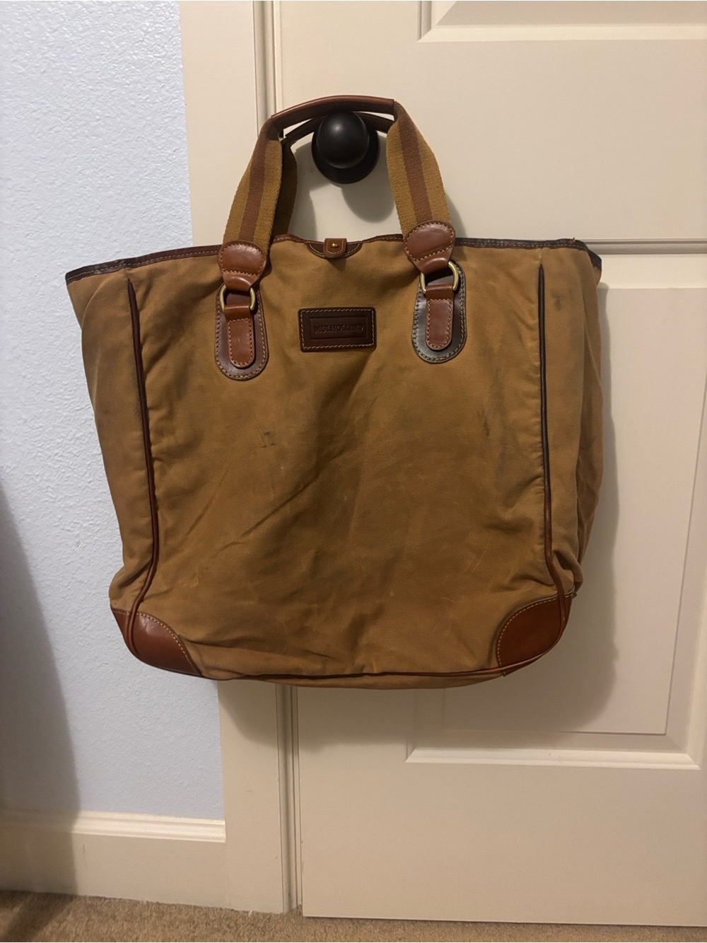 Mulholkand Brothers Vintage Canvas Tote with Leather Trim